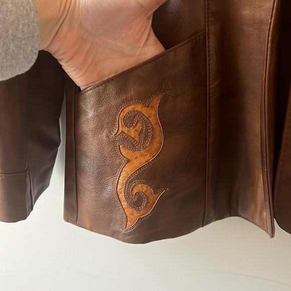 Vintage Brown Leather Blazer, Altman of Dallas - Picture 5 of 6